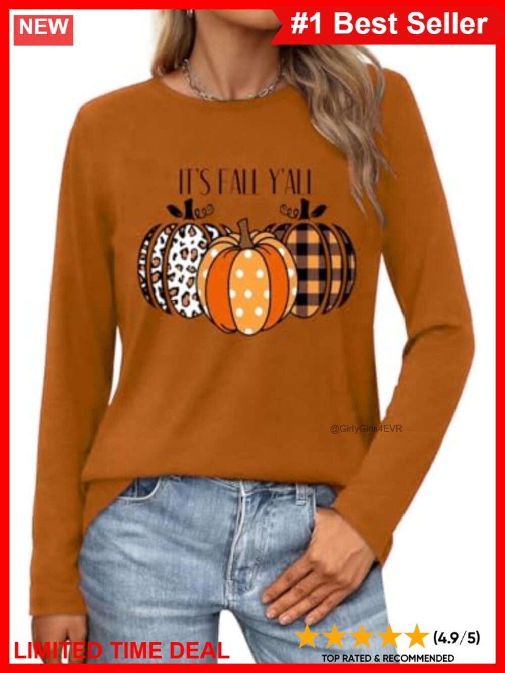 Women's Halloween Pumpkin Graphic Long Sleeve Tee Cotton Blend Crew Neck Fall